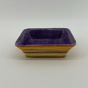 Bella‎ Casa by Ganz Ceramic Square Dish Purple Striped Candy Trinket Dish